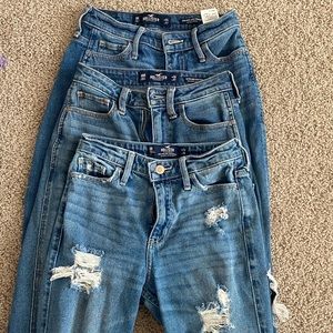 Hollister high rise mom jeans. THREE PAIRS. All in great condition size  24
